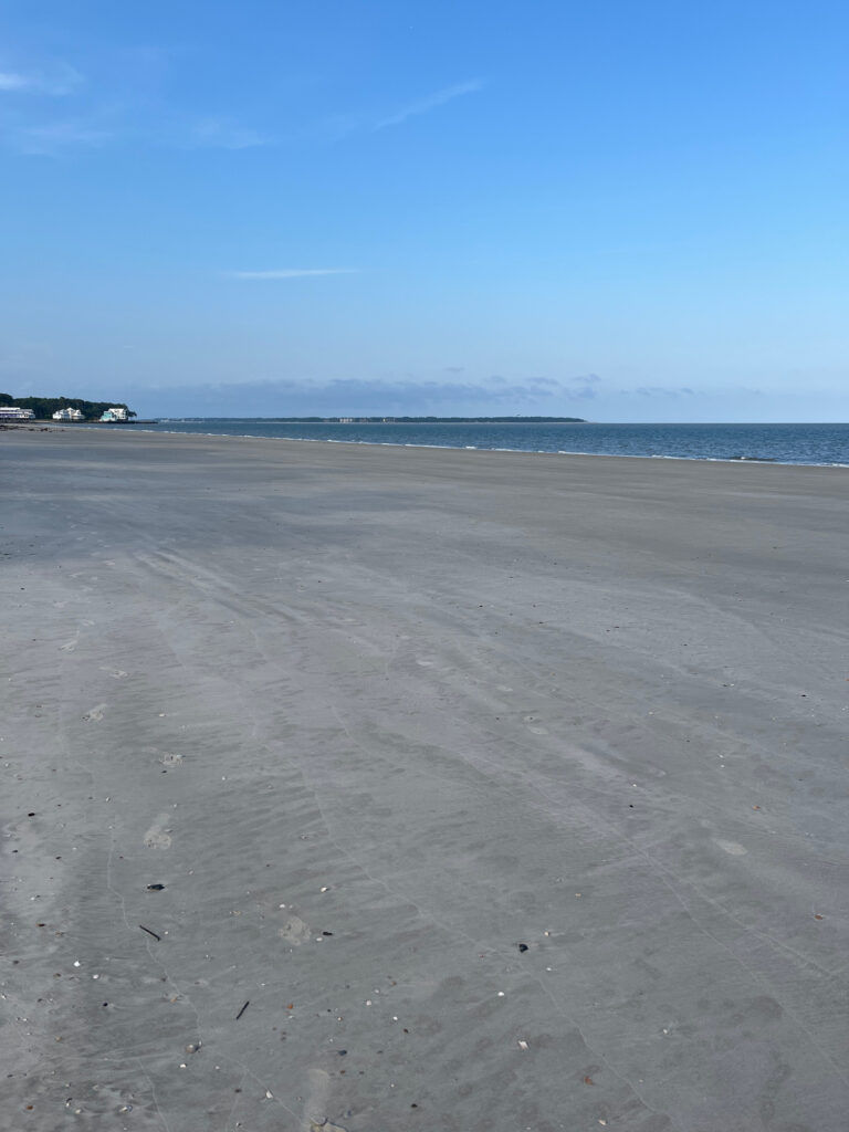 a sandy beach with water and blue sky (MyCoast AI)