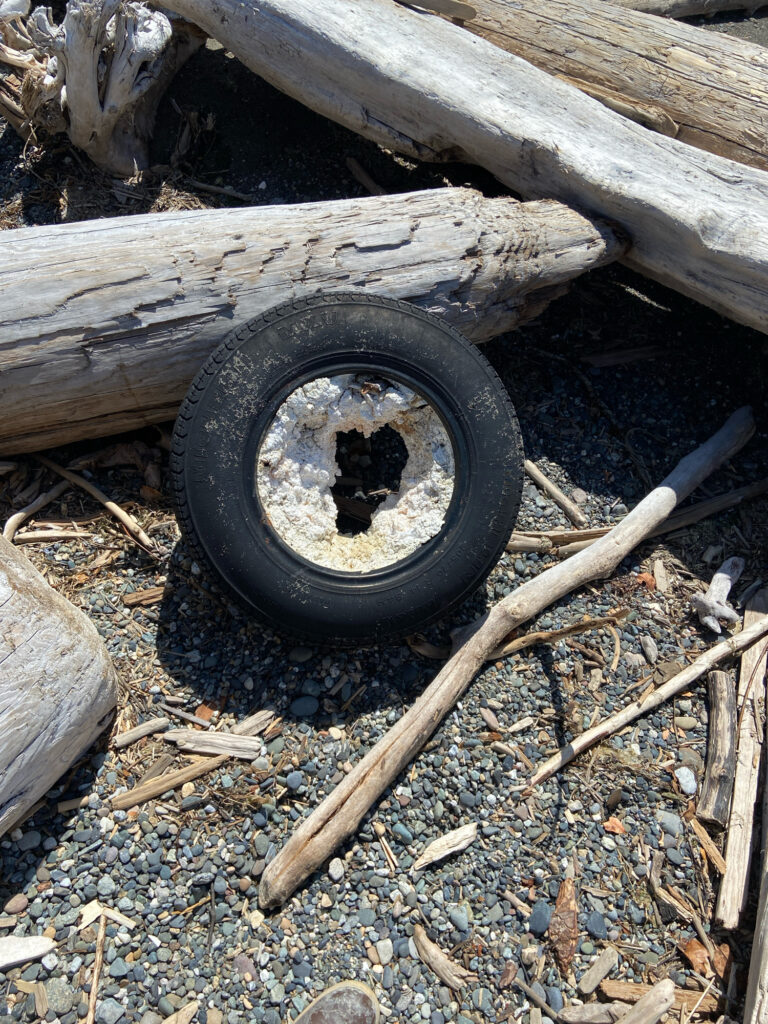 a tire on the ground (MyCoast AI)