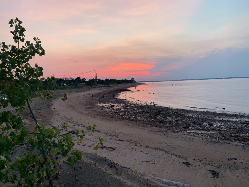 a beach with a body of water and a sunset (MyCoast AI)