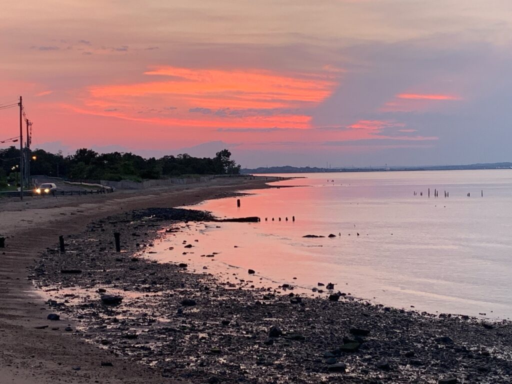 a beach with a sunset (MyCoast AI)
