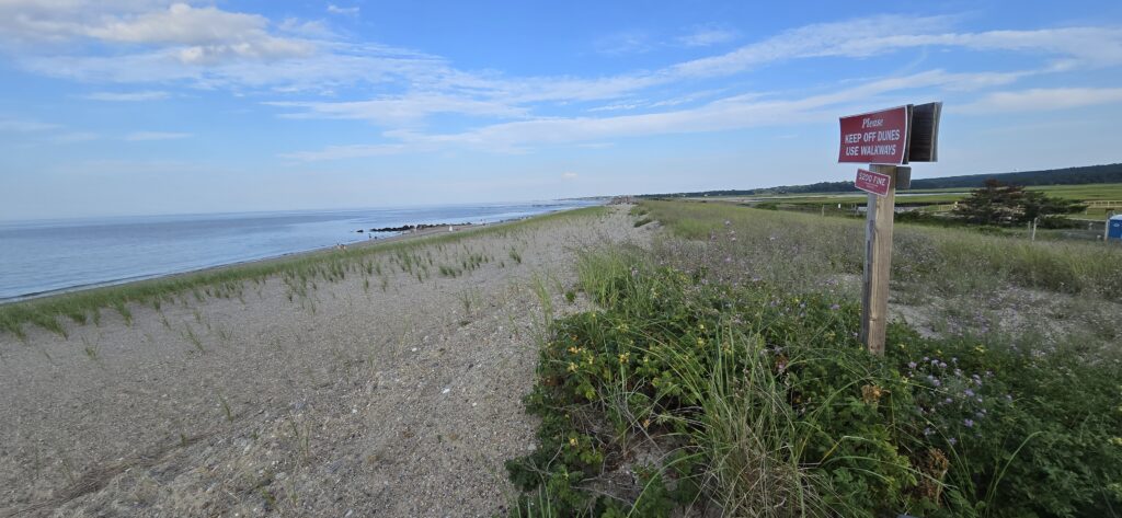 a beach with a sign (MyCoast AI)