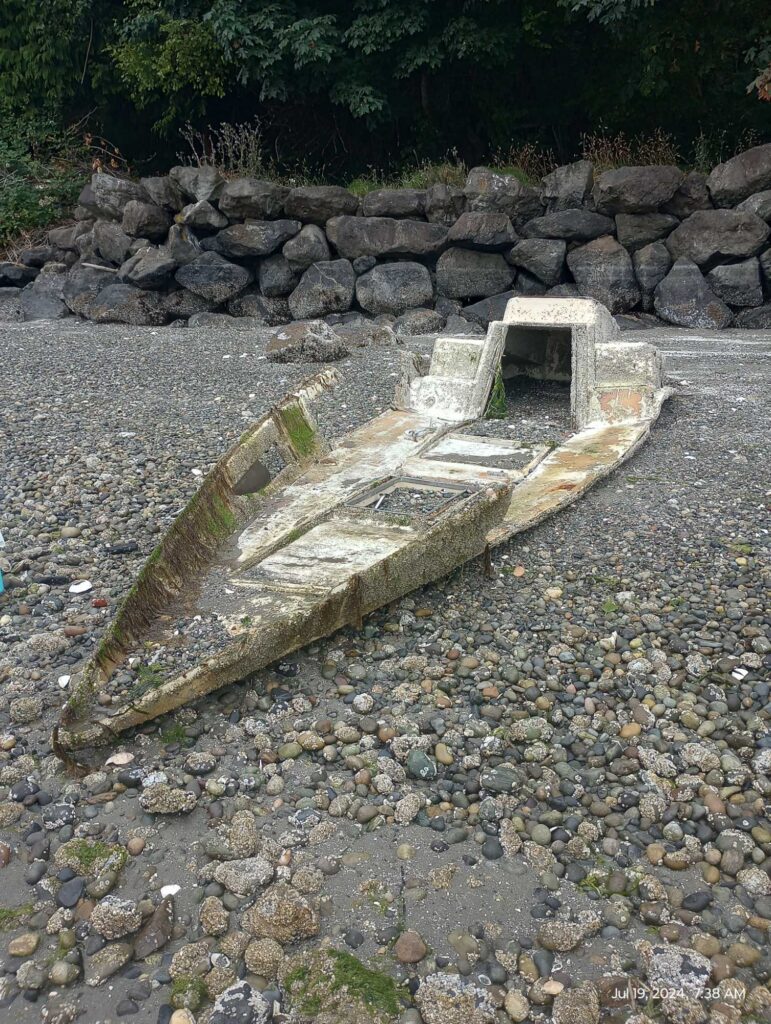 a bench sits in a rocky area (MyCoast AI)