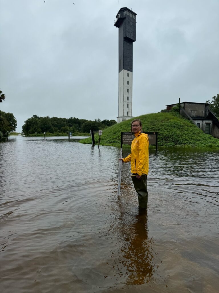 a person standing in a flooded area (MyCoast AI)