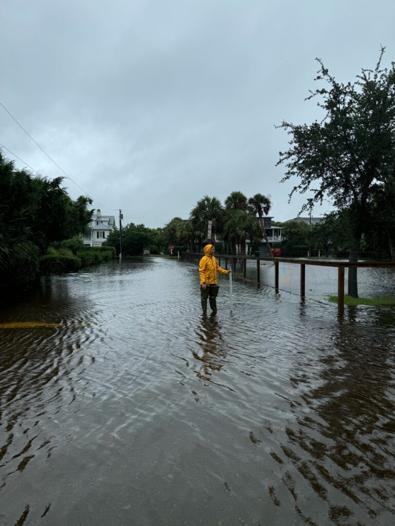 a person walking in a flooded area (MyCoast AI)