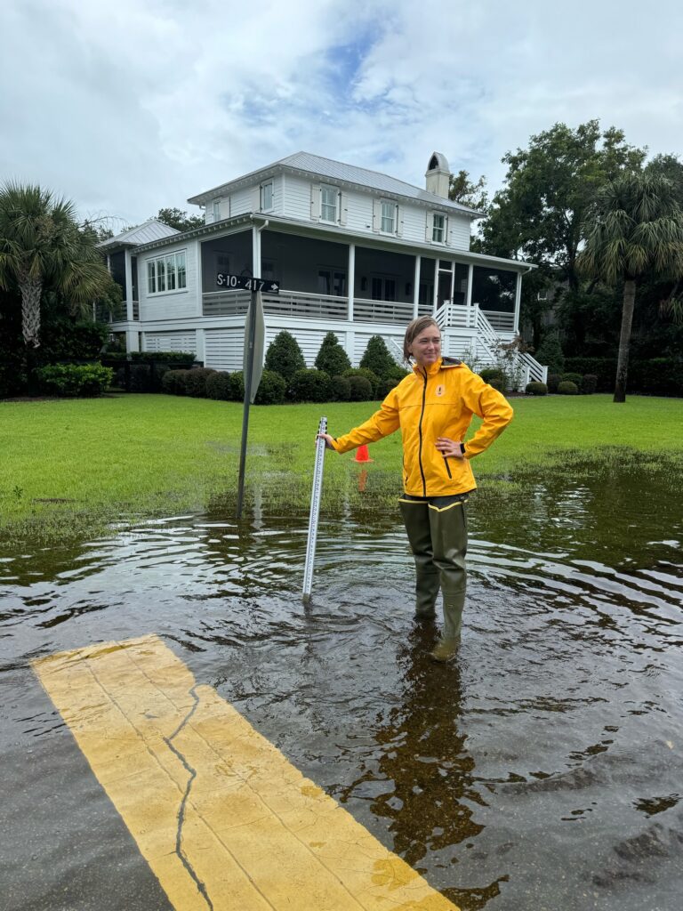 a man standing in a flooded street (MyCoast AI)