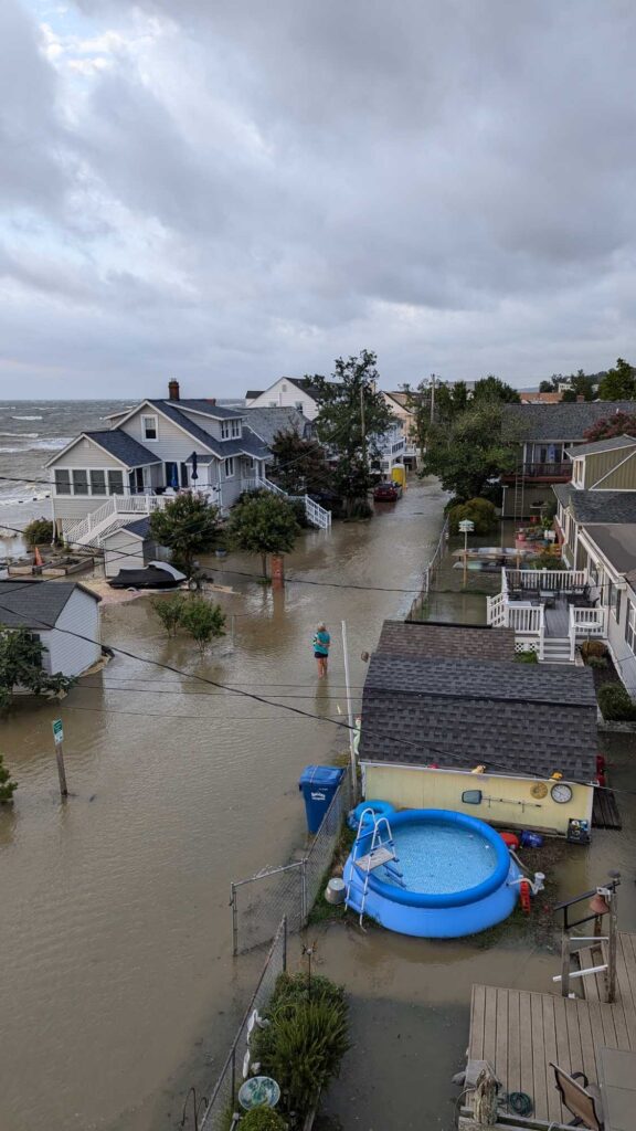 a flooded area with houses and boats (MyCoast AI)