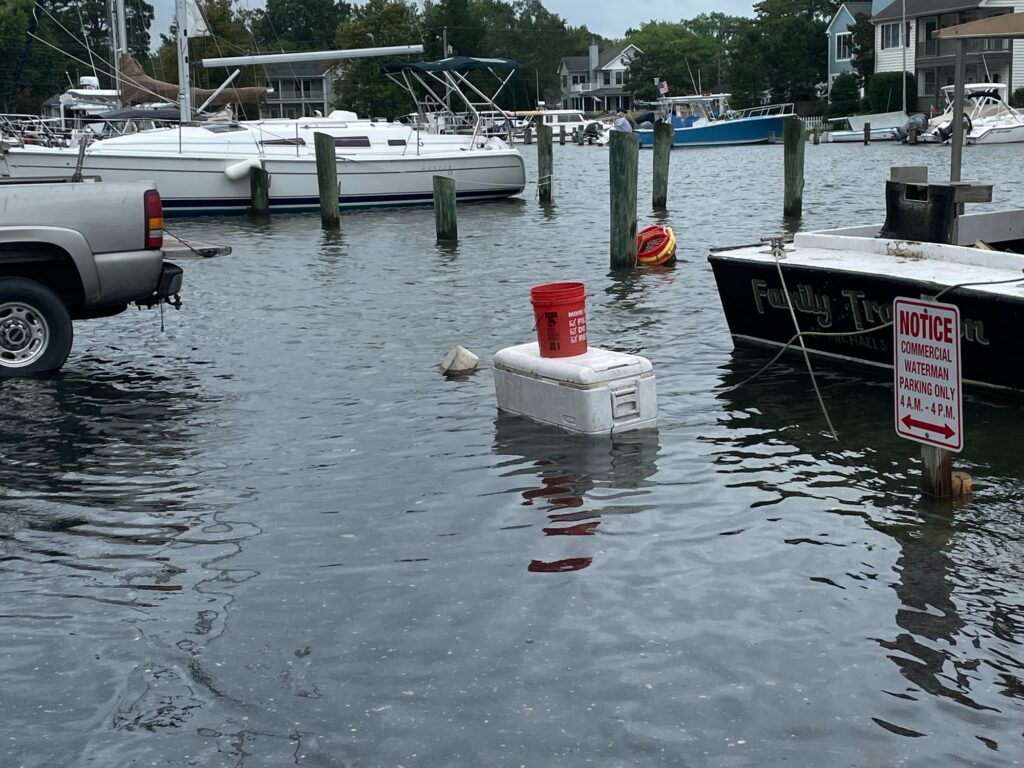 a boat is parked in a flooded area (MyCoast AI)