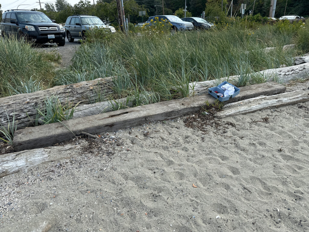 a pile of wood in a yard (MyCoast AI)