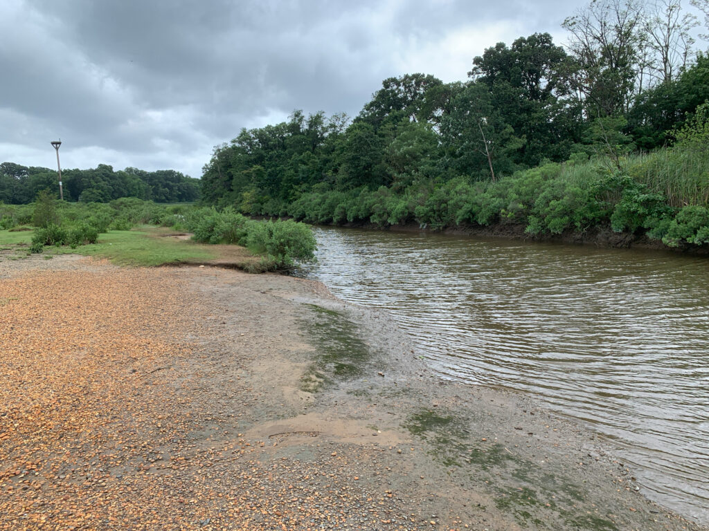 a river with a muddy bank (MyCoast AI)