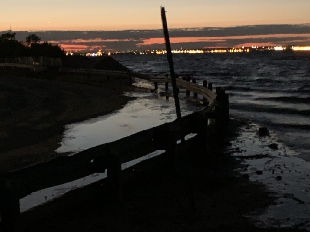 a wooden bench on a beach (MyCoast AI)