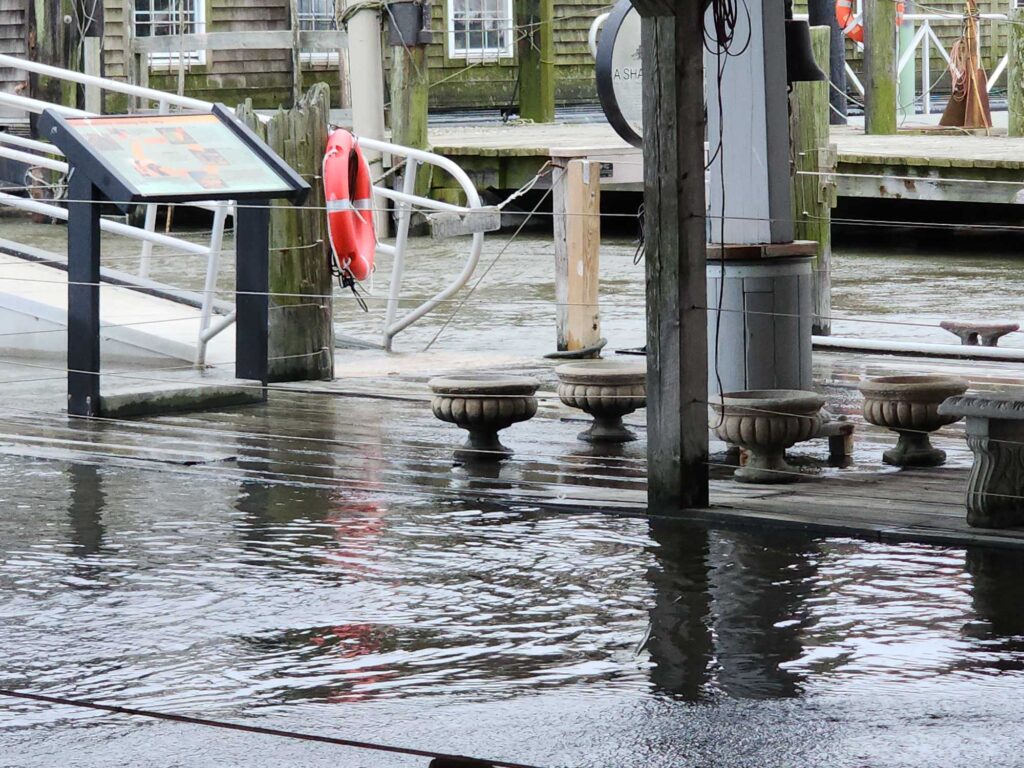 a flooded area with a red buoy in it (MyCoast AI)