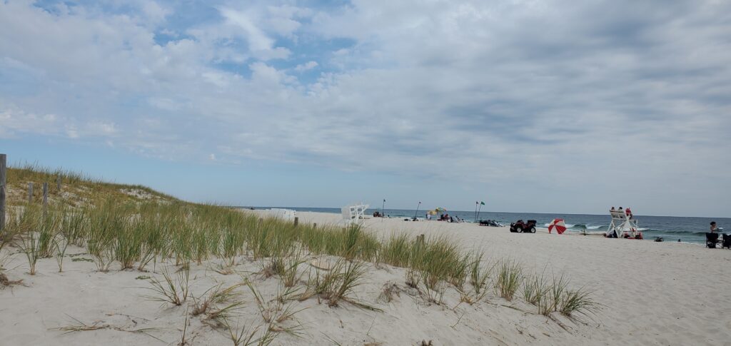 a beach with people and boats (MyCoast AI)