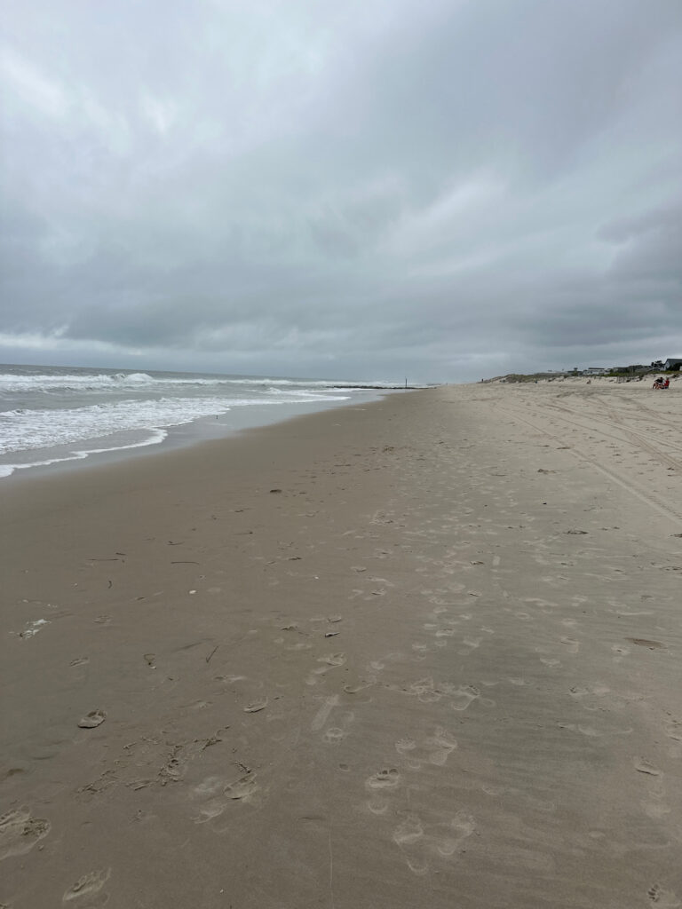 a sandy beach with waves crashing on it (MyCoast AI)