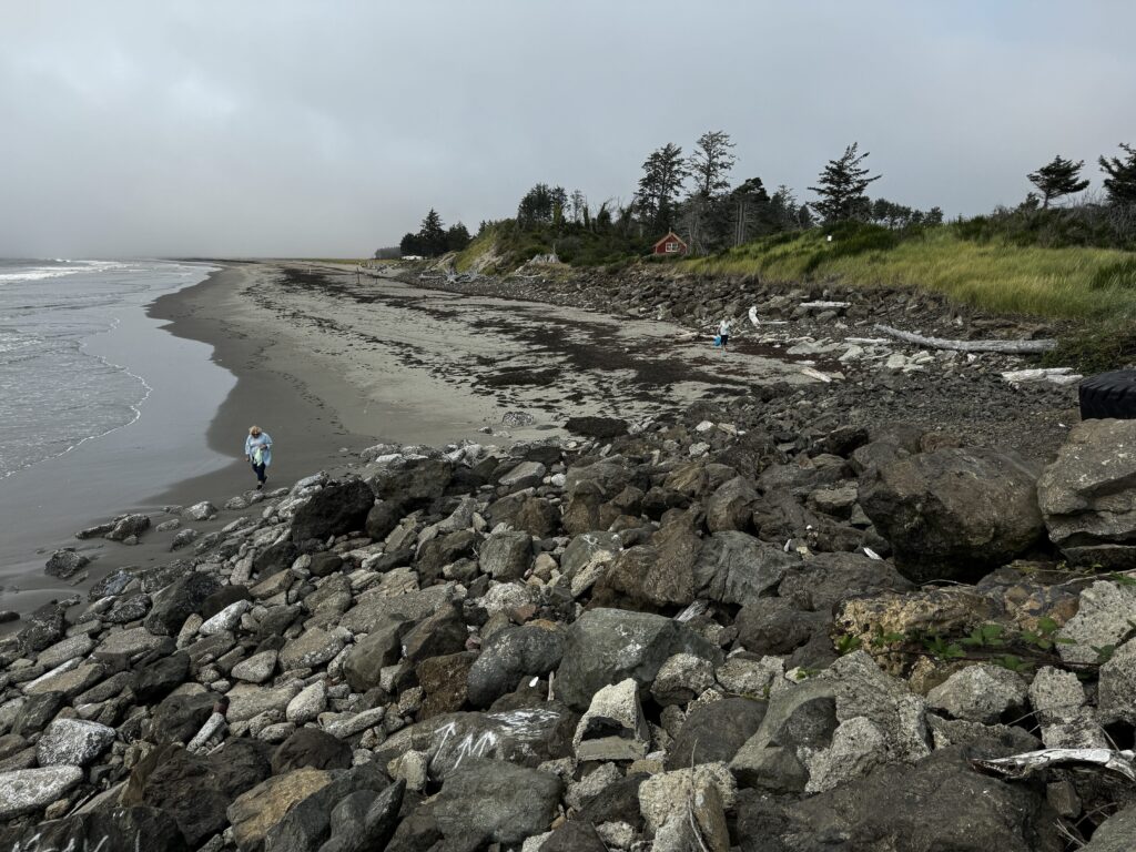 a rocky beach with people walking on it (MyCoast AI)
