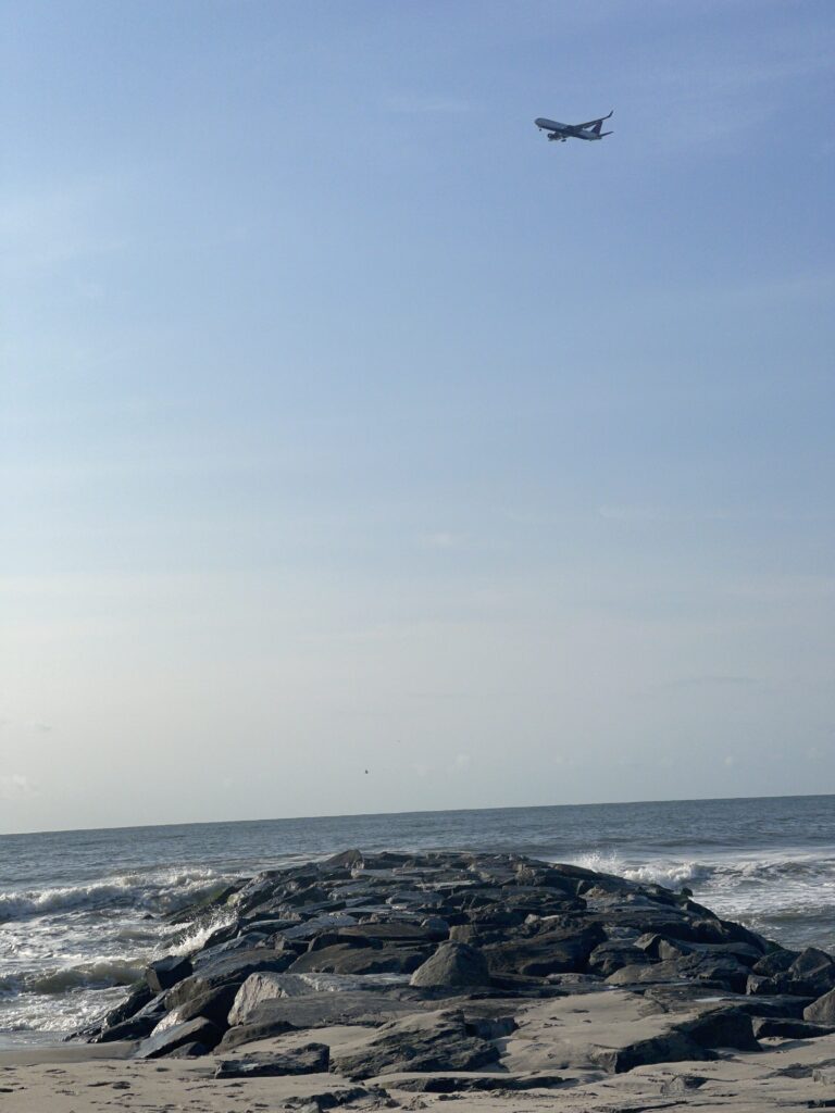 a plane flying over a beach (MyCoast AI)