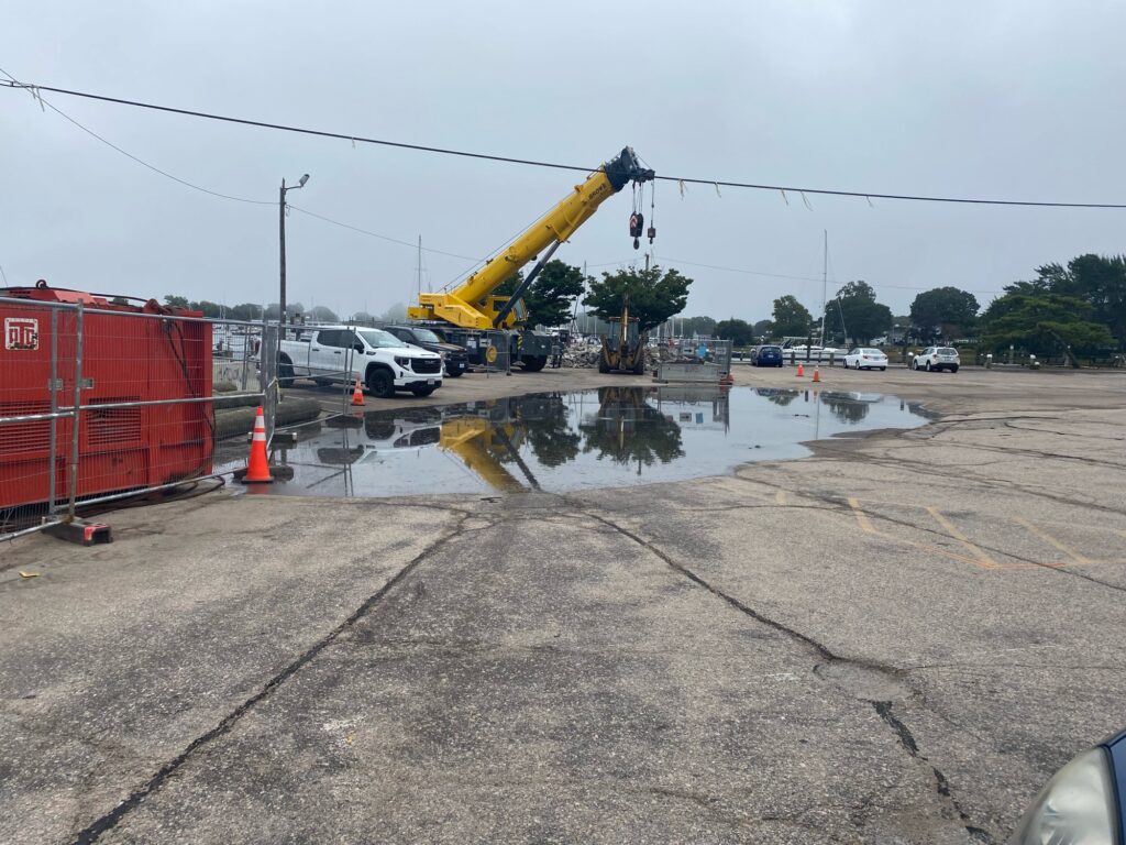 a yellow crane at a construction site (MyCoast AI)