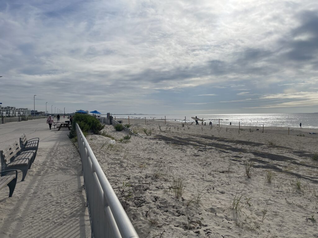 a beach with benches (MyCoast AI)