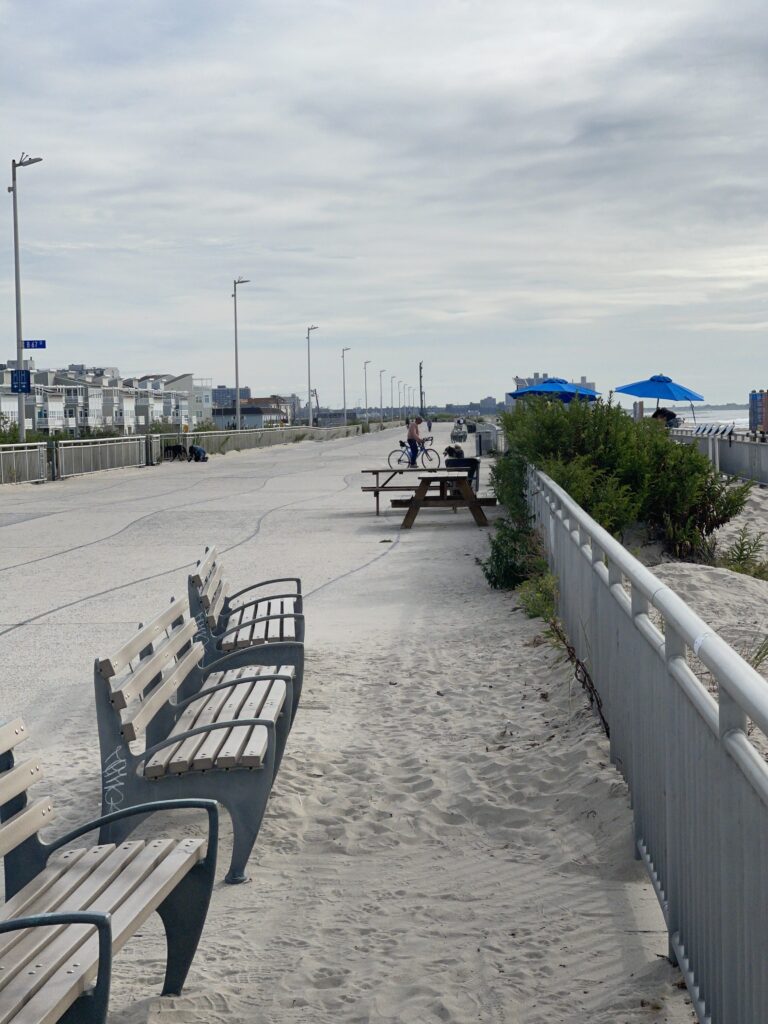 a bench sits unoccupied (MyCoast AI)