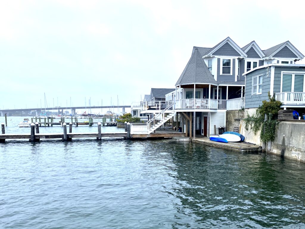 a row of houses on a dock (MyCoast AI)