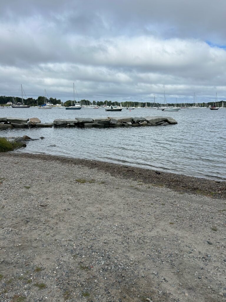 a rocky beach with boats in the water (MyCoast AI)