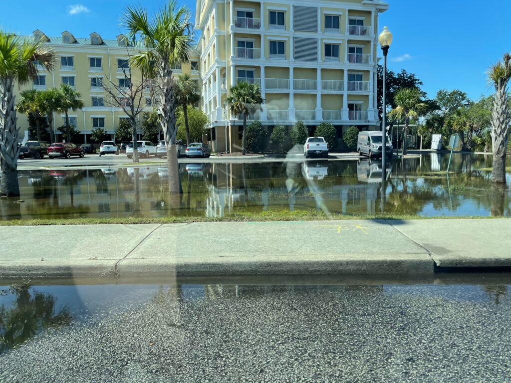 a fountain in front of a building (MyCoast AI)