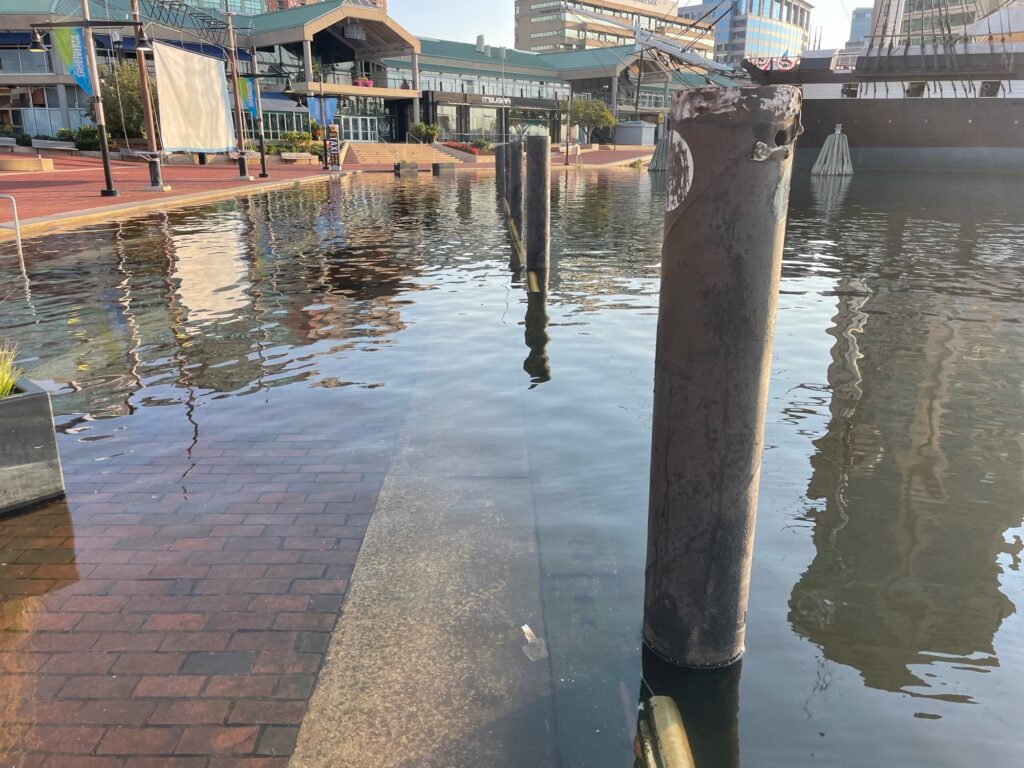 a brick walkway with a brick walkway and a brick walkway with a brick walkway and buildings and a (MyCoast AI)
