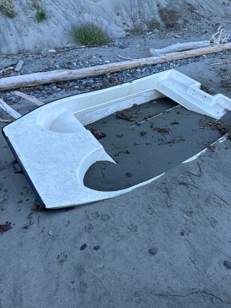 a broken toilet in a dirty area (MyCoast AI)