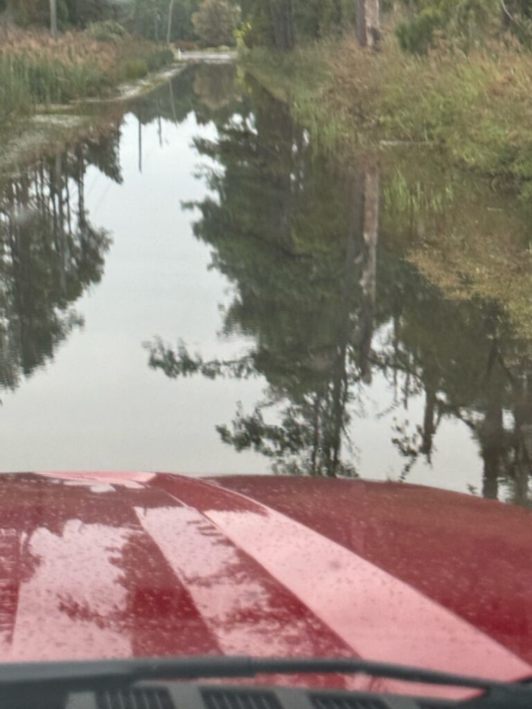 a red car on a road next to a body of water (MyCoast AI)