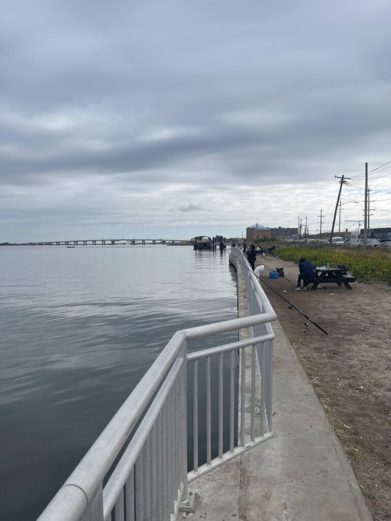 a body of water with a dock and people on it (MyCoast AI)