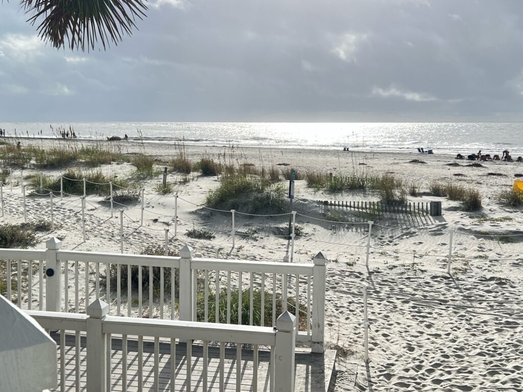 a beach with a white fence (MyCoast AI)