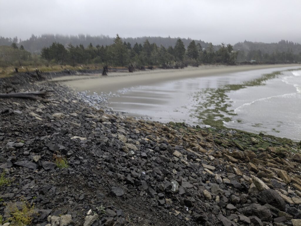 a rocky beach with a body of water in the background (MyCoast AI)