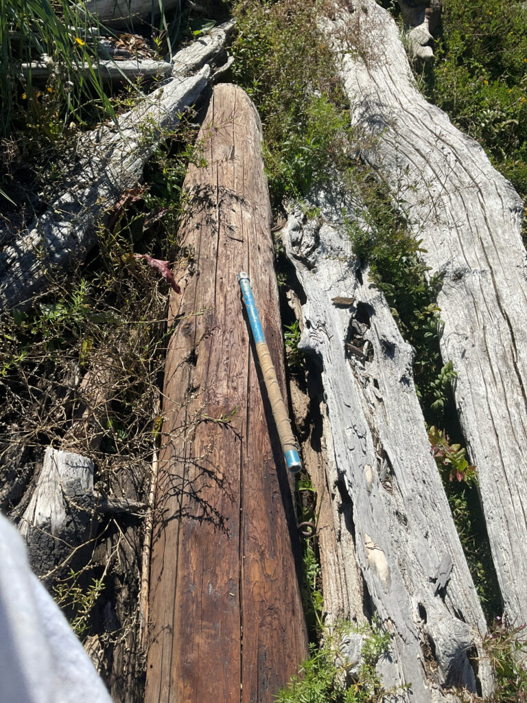 a wood fence with a blue object on it (MyCoast AI)