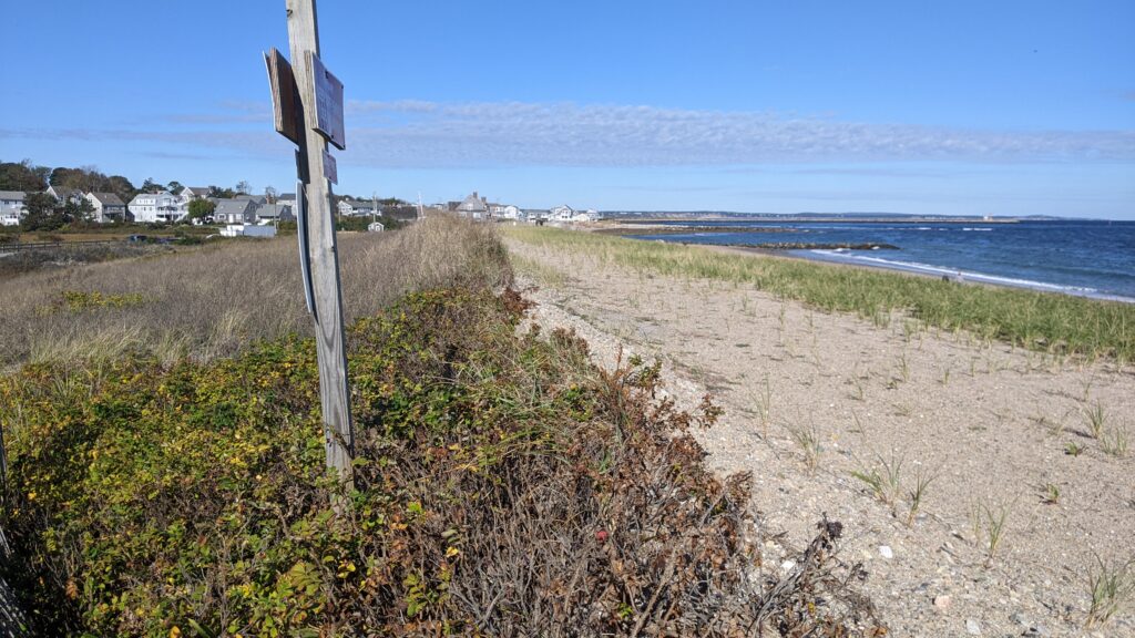 a beach with a sign (MyCoast AI)