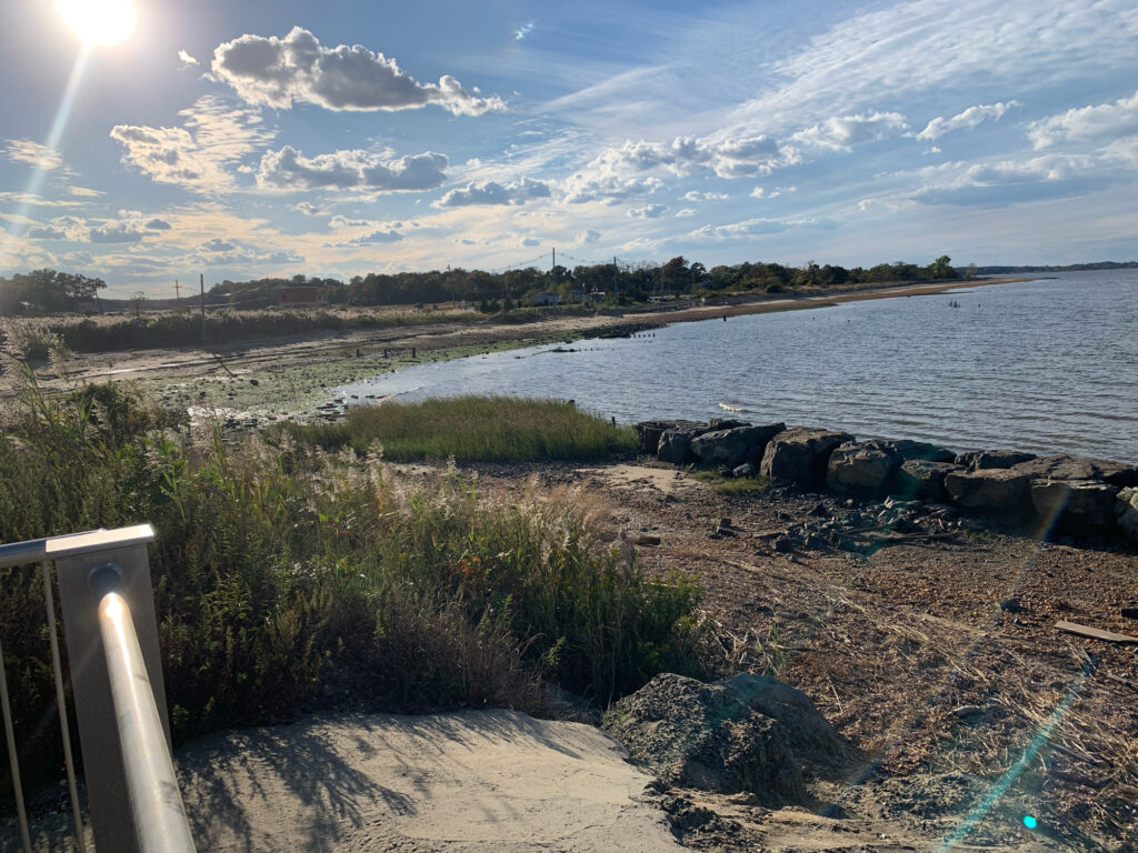 a body of water with rocks and grass on the side (MyCoast AI)