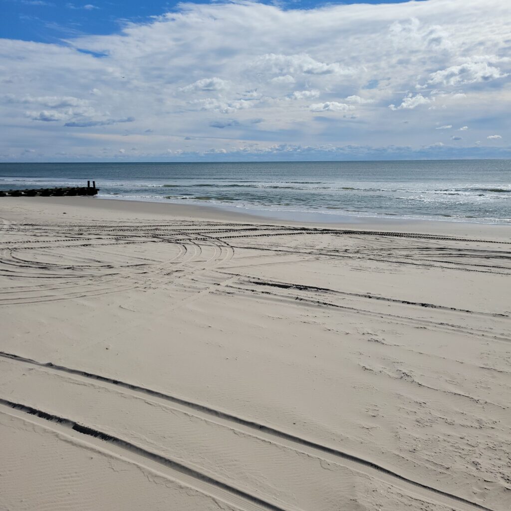 a sandy beach with waves crashing (MyCoast AI)