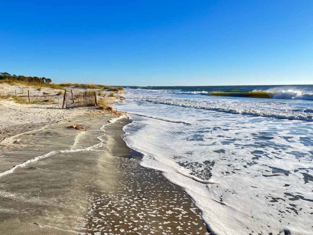 a beach with waves crashing on it (MyCoast AI)