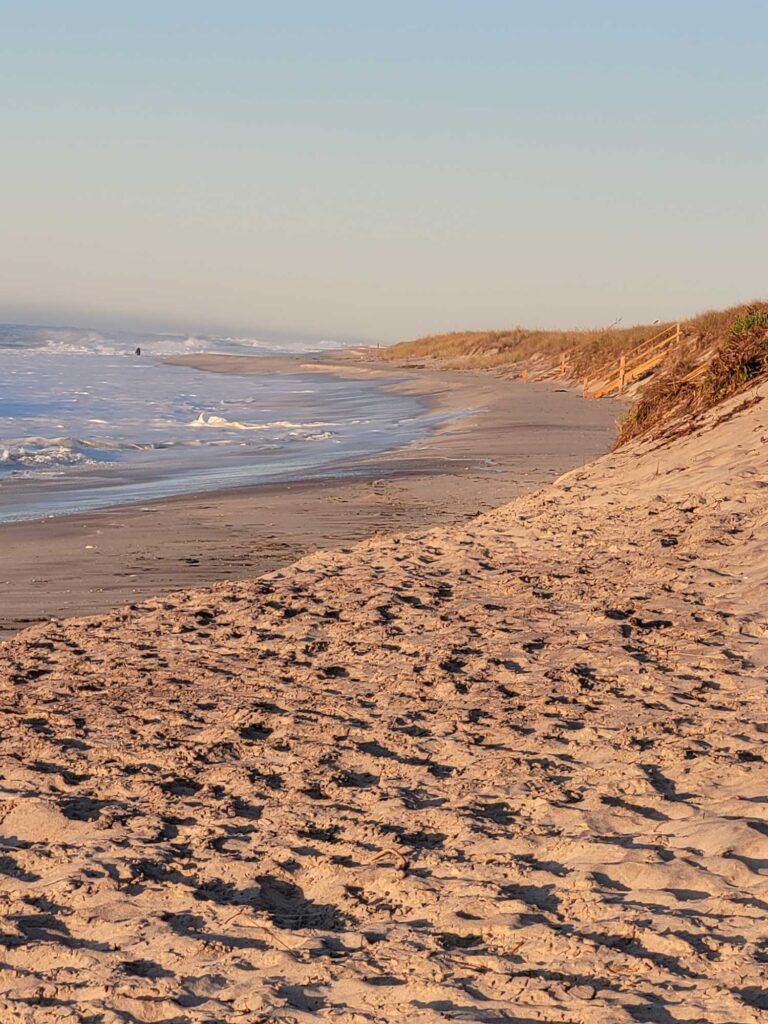a sandy beach with waves crashing on it (MyCoast AI)