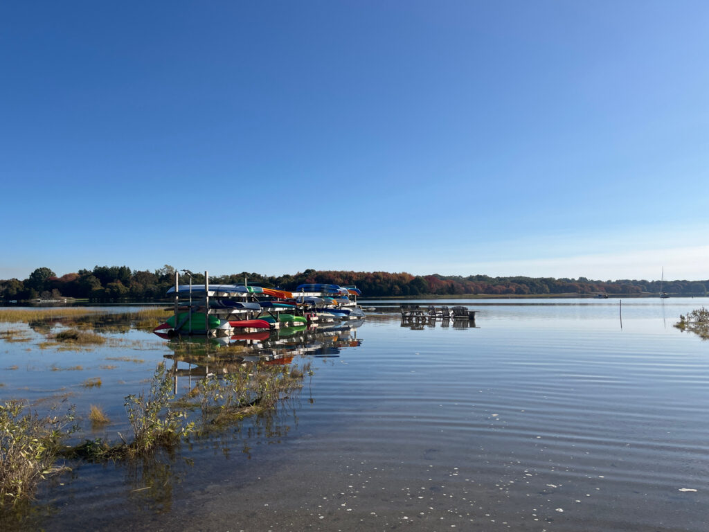 a body of water with boats in it and trees in the back (MyCoast AI)
