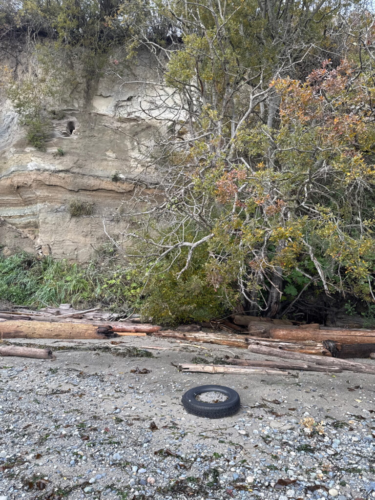 a tire on a rocky ground (MyCoast AI)
