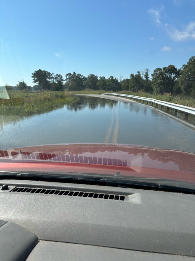 a car driving on a road next to a body of water (MyCoast AI)