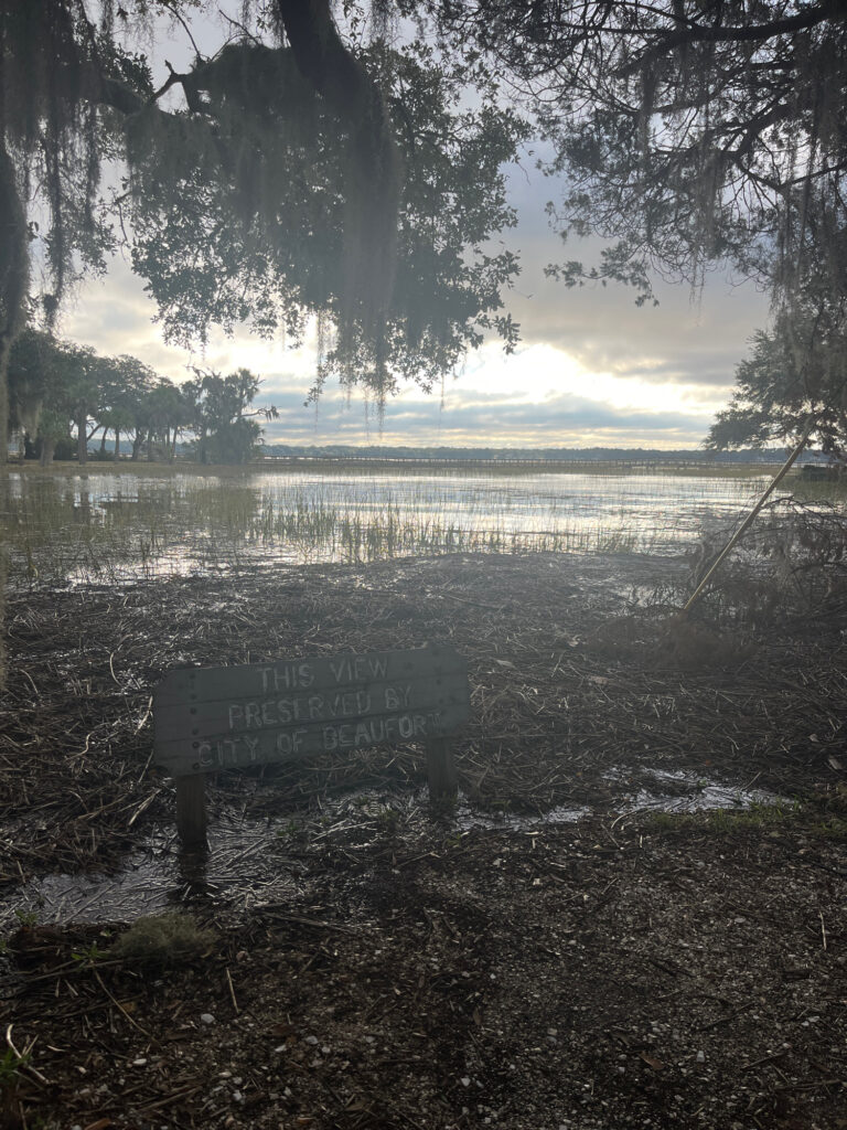 a sign in front of a lake (MyCoast AI)