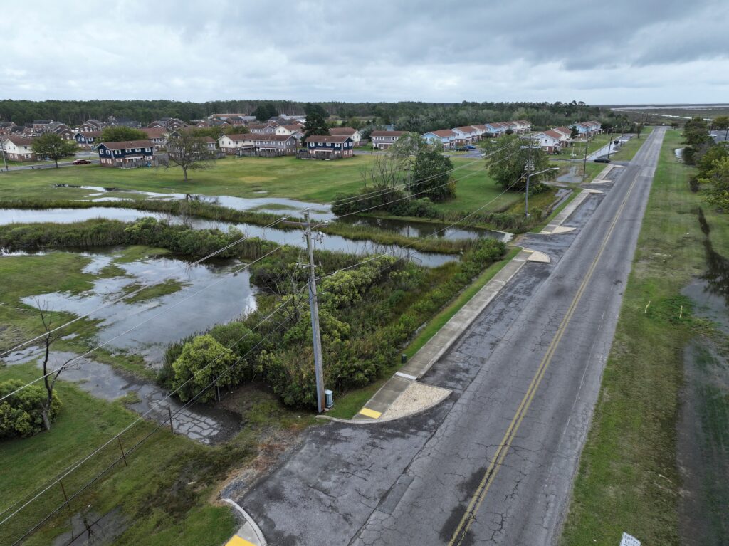 a road with water and grass on the side (MyCoast AI)