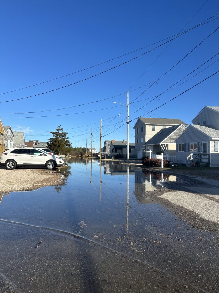 a flooded street with houses and cars (MyCoast AI)