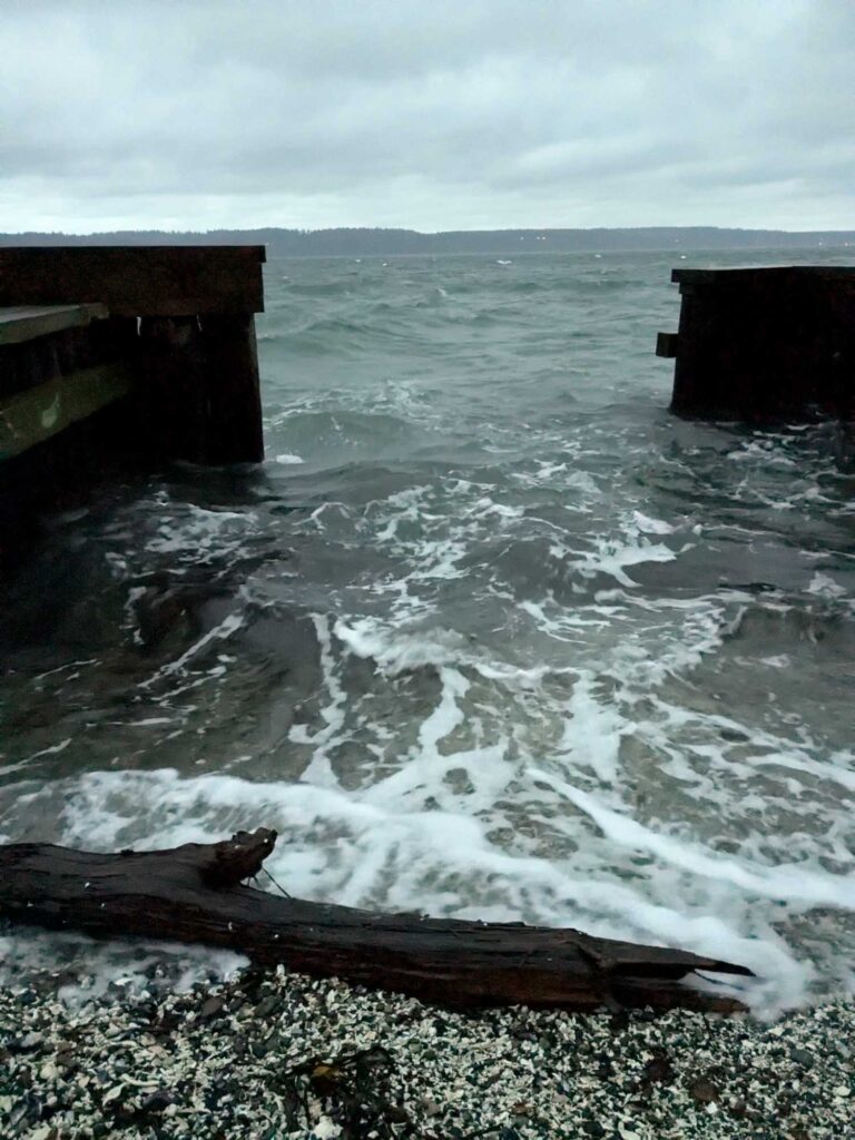 a body of water with rocks and a dock (MyCoast AI)