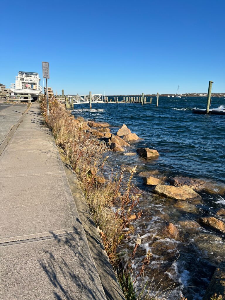 a rocky beach with a walkway (MyCoast AI)