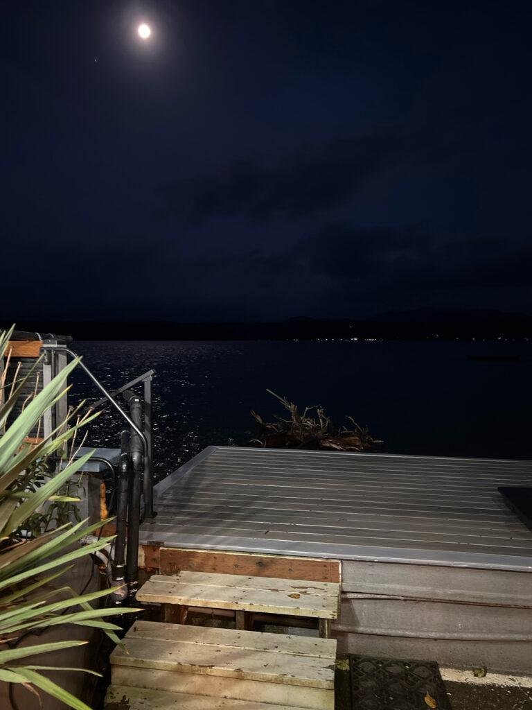 a deck with a body of water in the background (MyCoast AI)