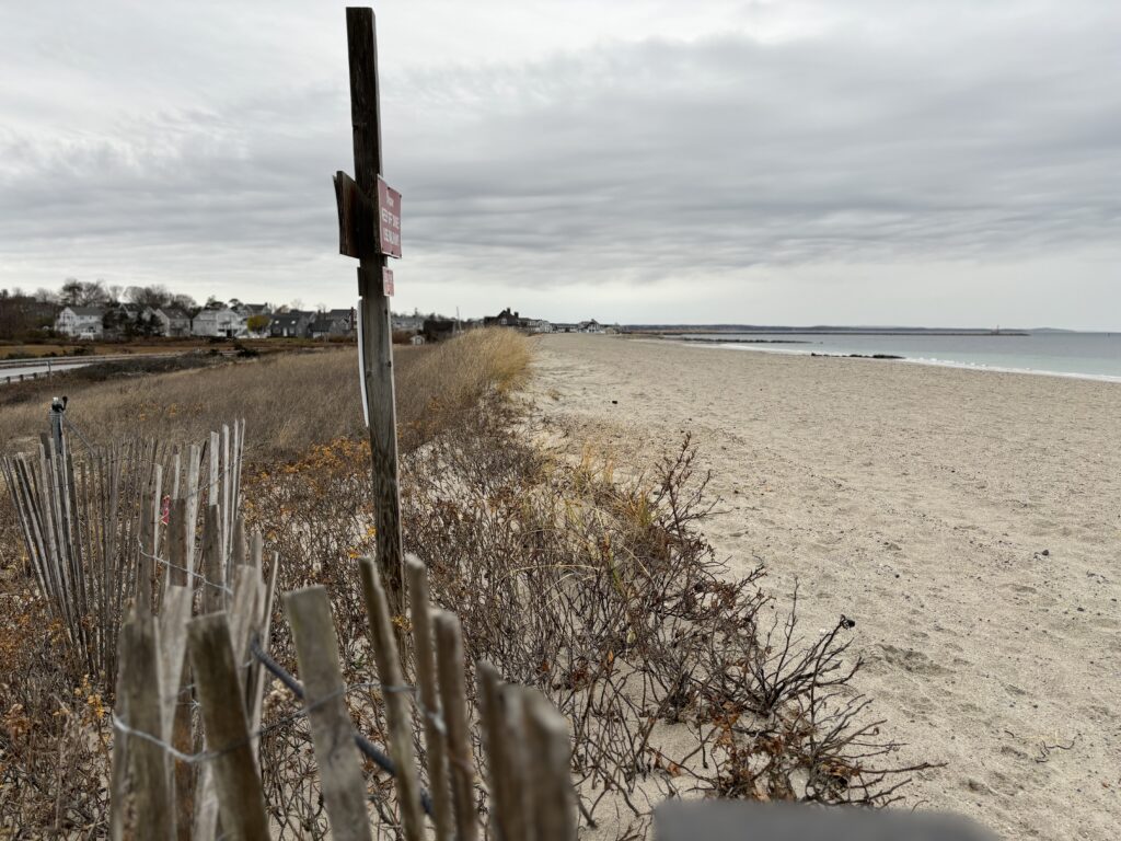 a beach with a sign (MyCoast AI)