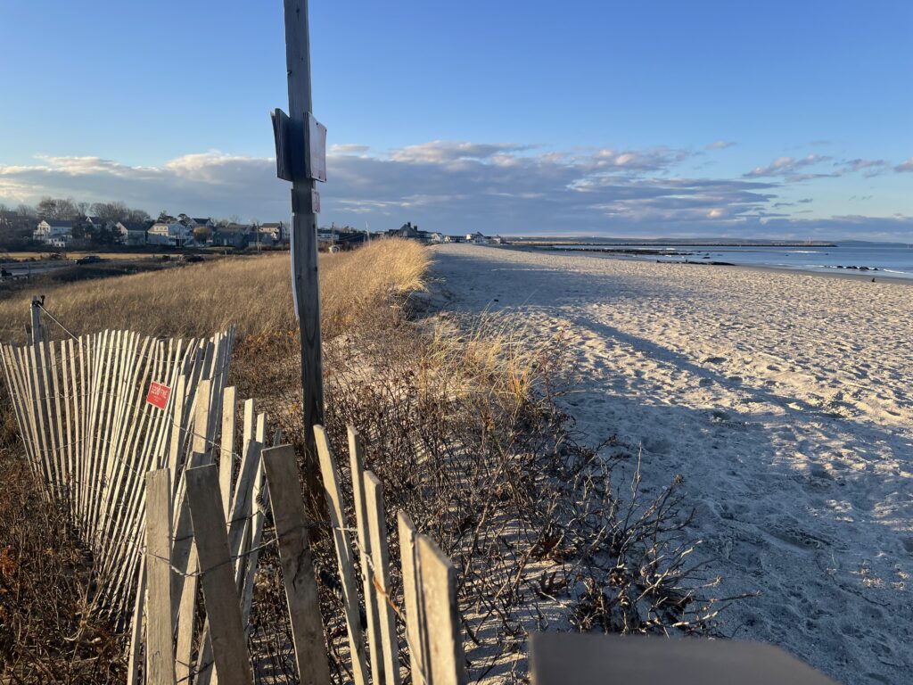 a beach with a fence (MyCoast AI)