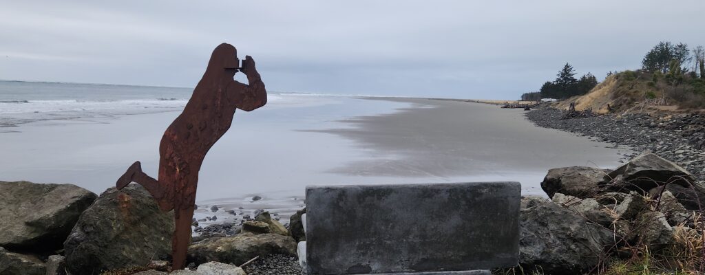 a statue on a beach (MyCoast AI)