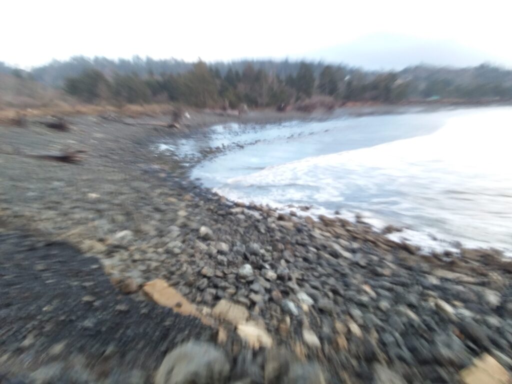 a rocky beach with snow (MyCoast AI)